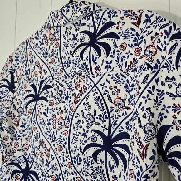 Joie Linen Blend Resort Top Cropped Palm Tree Tropical Top Boxy Size M - Picture 3 of 7